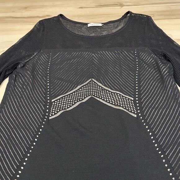 Calvin Klein Women XL Dress Bodycon Mesh Sheer Long Sleeve Lined Black - Picture 3 of 9